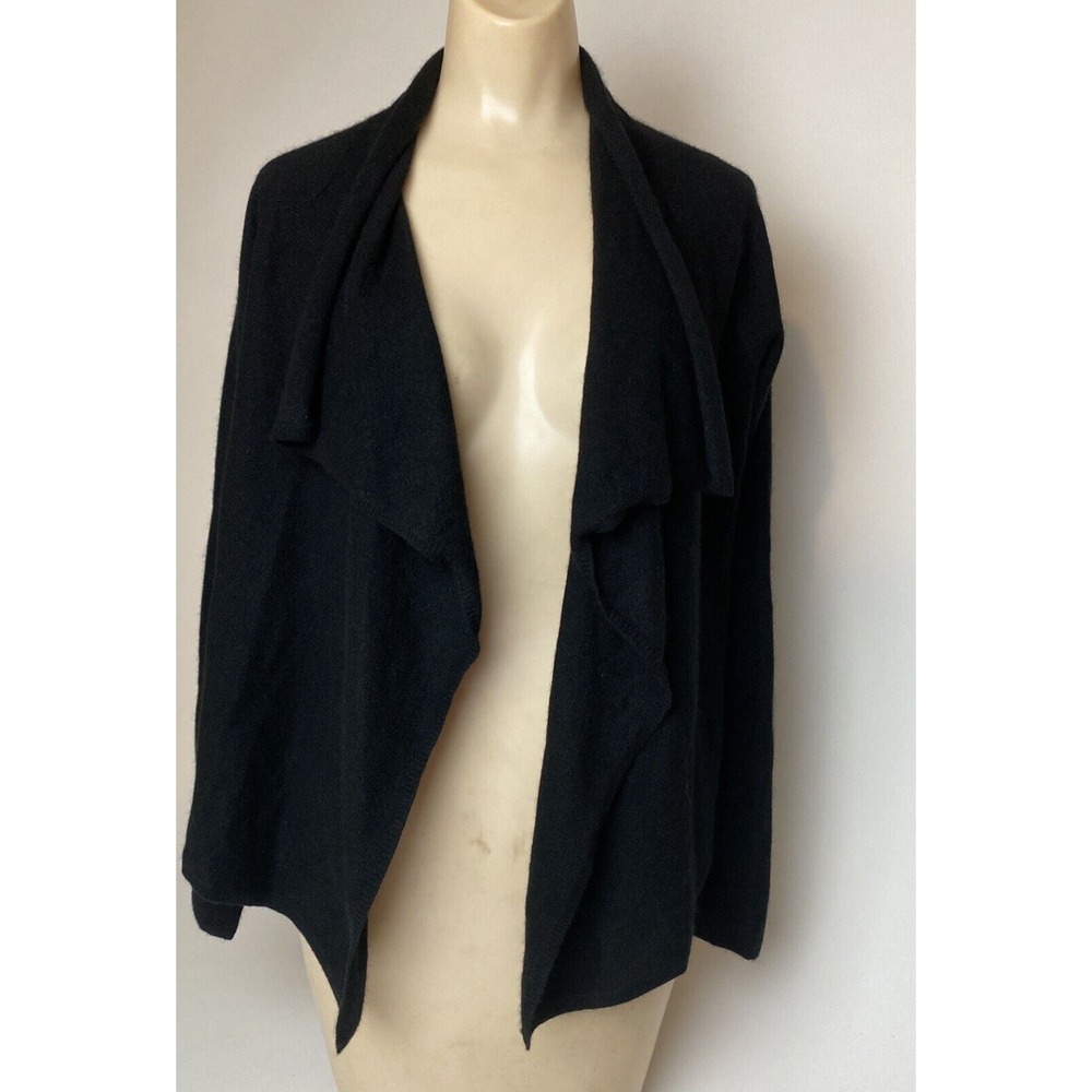 AVELLINI Womens Cashmere Cardigan Sweater M open front solid black